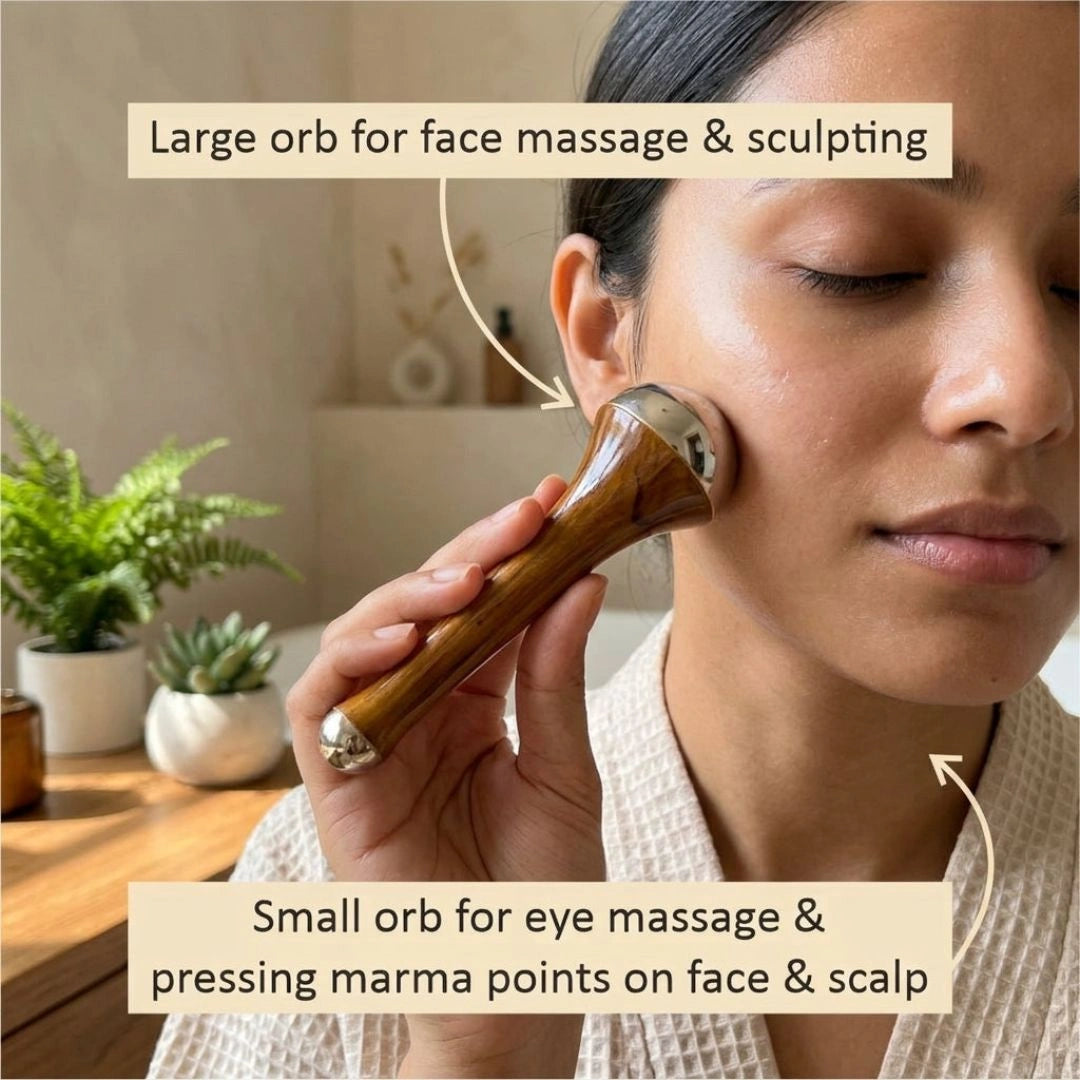 Kansa wand massage on jawline