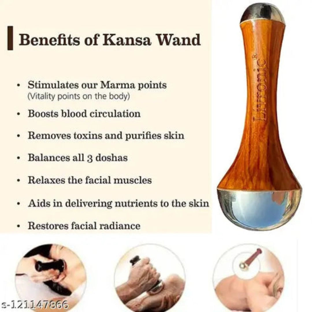 Kansa wand with face oil for massage